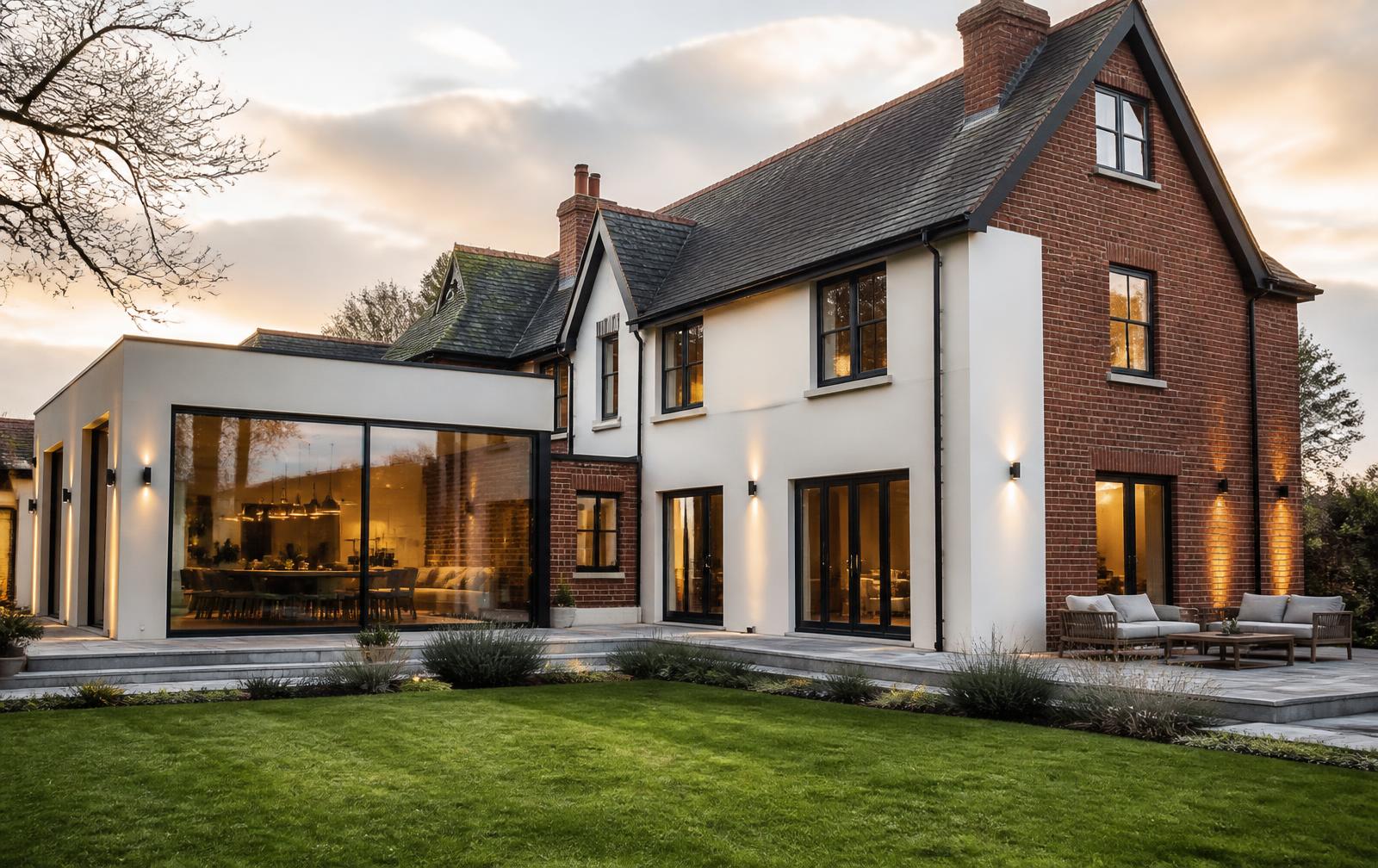 Completed period home renovation with a contemporary glazed extension